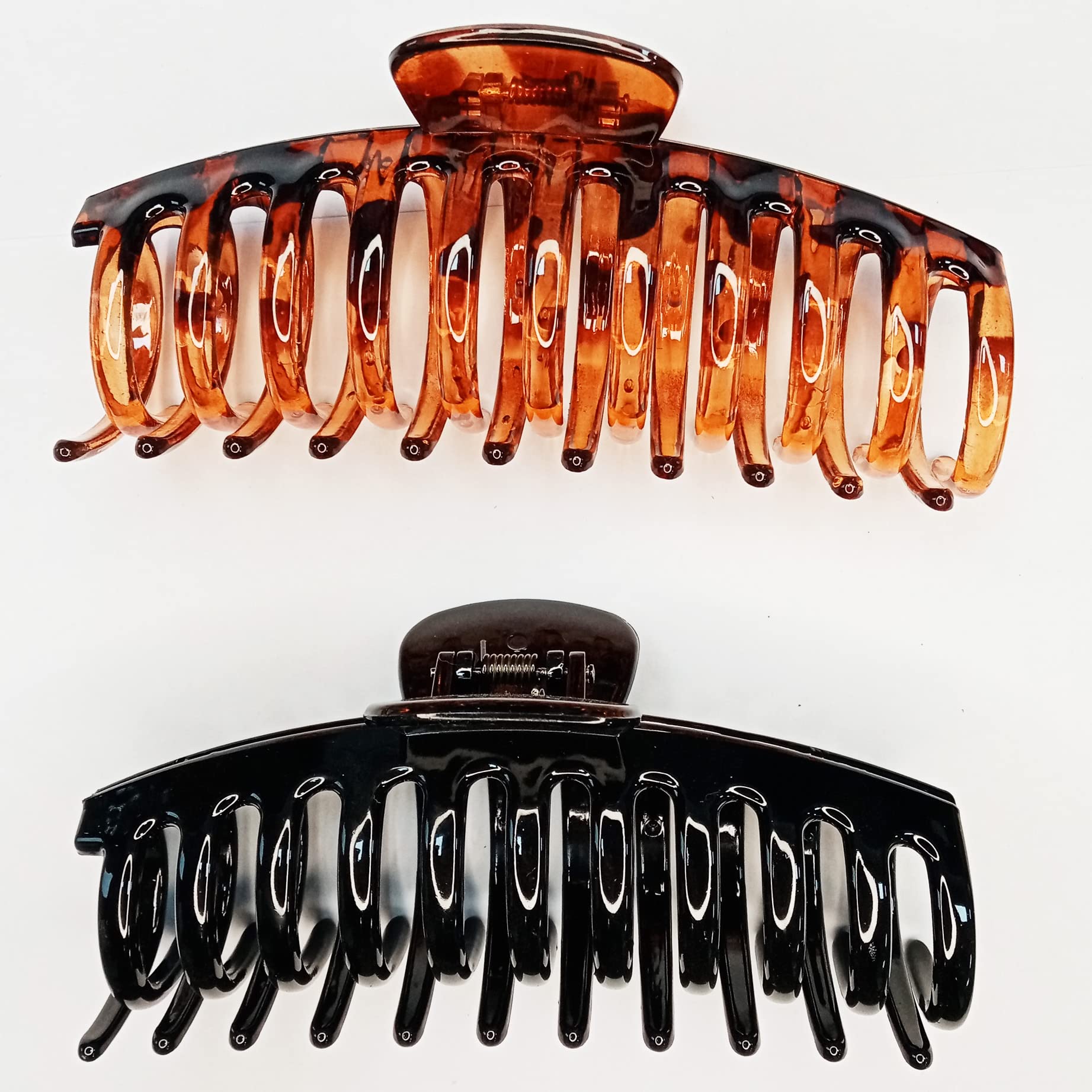Extra Large Hair Clips for Women - 5.5 Inch Jumbo Hair Claw Clips for Long Thick Hair (2-Pack, Leopard & Black) - Perfect for Updos, Ponytails & Everyday Styling