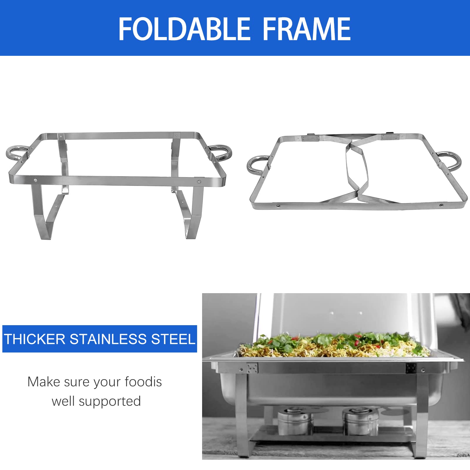 4-Pack Stainless Steel Buffet Chafing Dish Set - 8QT Food Warmer with Water Pan & Fuel Holders for Catering, Parties, Weddings, and Events - Perfect for Keeping Food Hot at Banquets, Buffets, and Large Gatherings