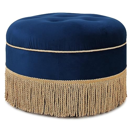 Navy Blue Velvet With Gold Trim