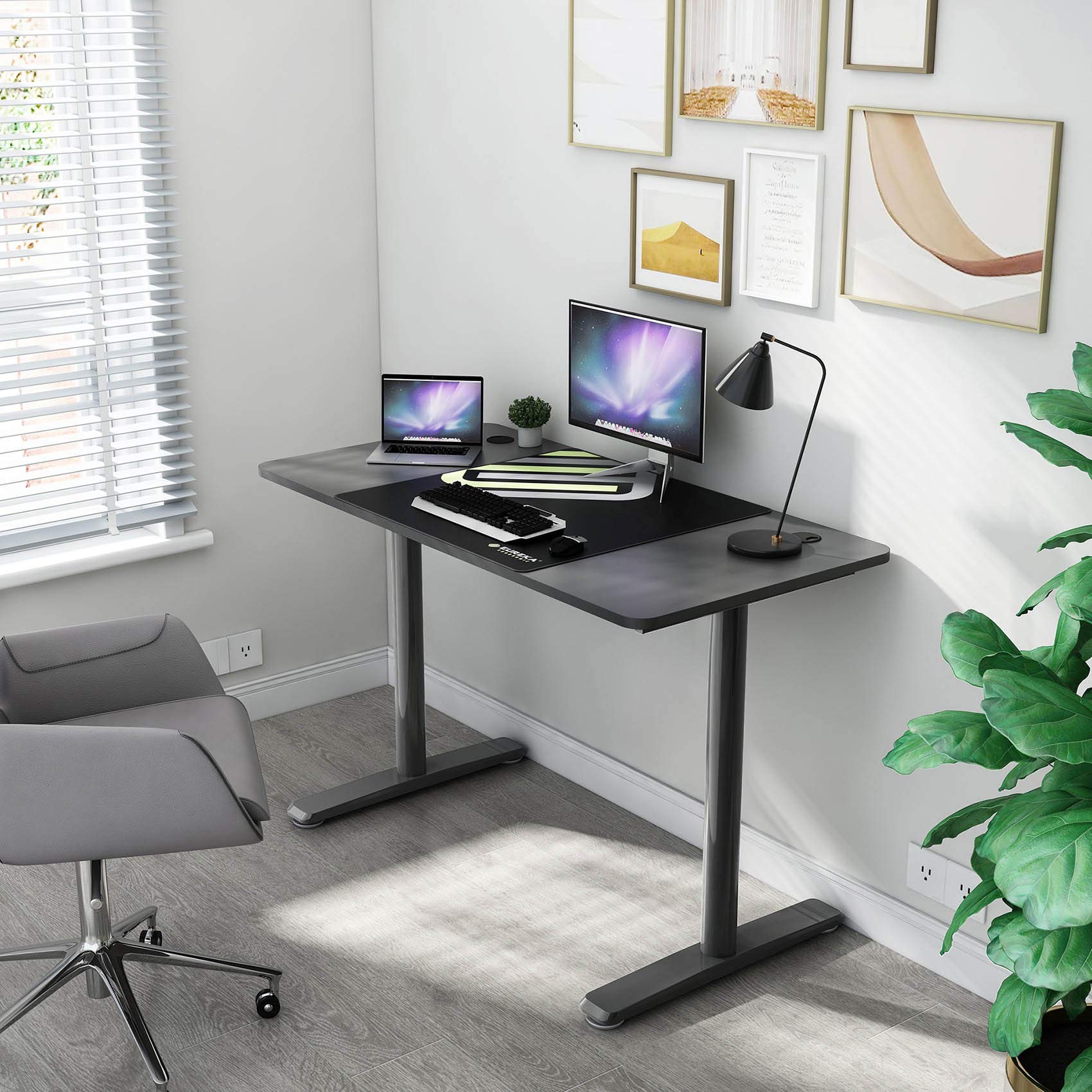 Eureka Ergonomic 47-inch Computer Desk - Modern Home Office & Gaming Desk with Cable Management & Free Mouse Pad - Study Writing PC Table for Small Spaces - Perfect for Work, Gaming & Remote Learning (Black)