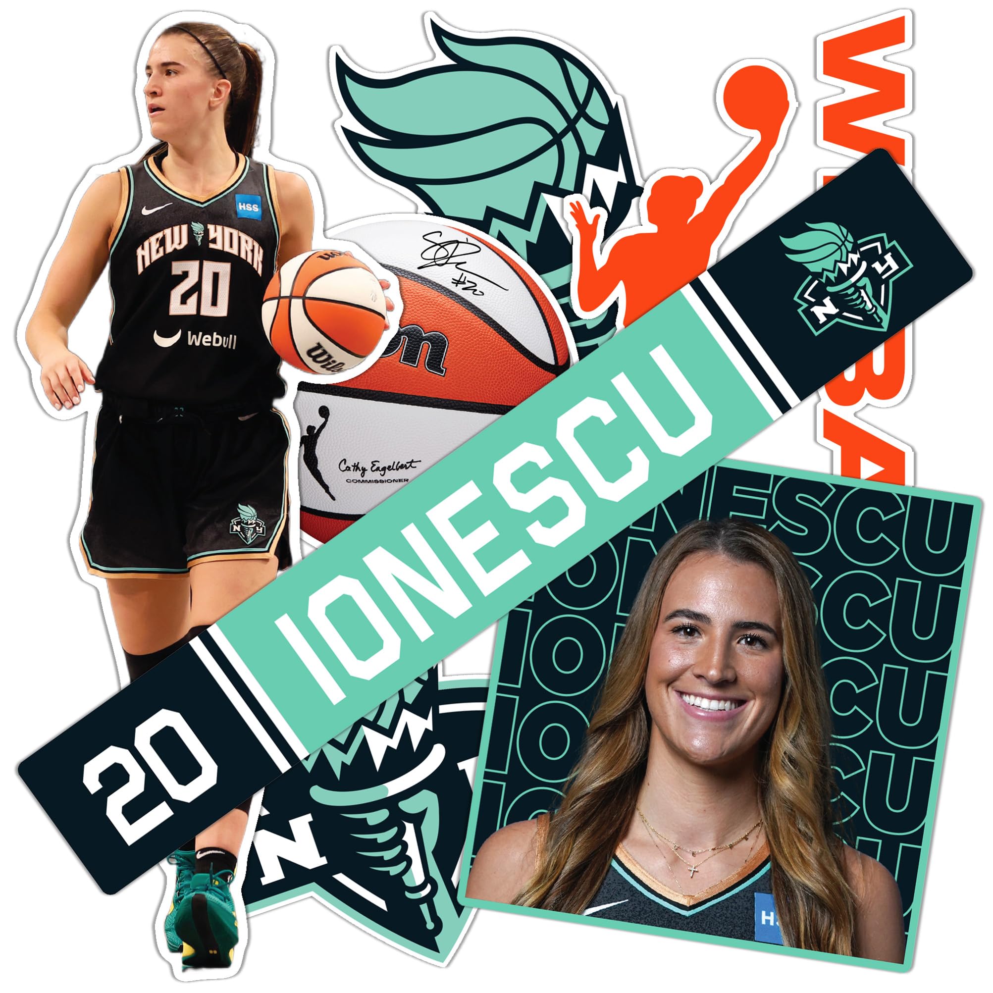 Official WNBA New York Liberty Desert Cactus Sabrina Ionescu Vinyl Decal Sticker - Perfect for Laptops, Water Bottles, Cars & Scrapbooks | Licensed Women's Basketball Association Merchandise