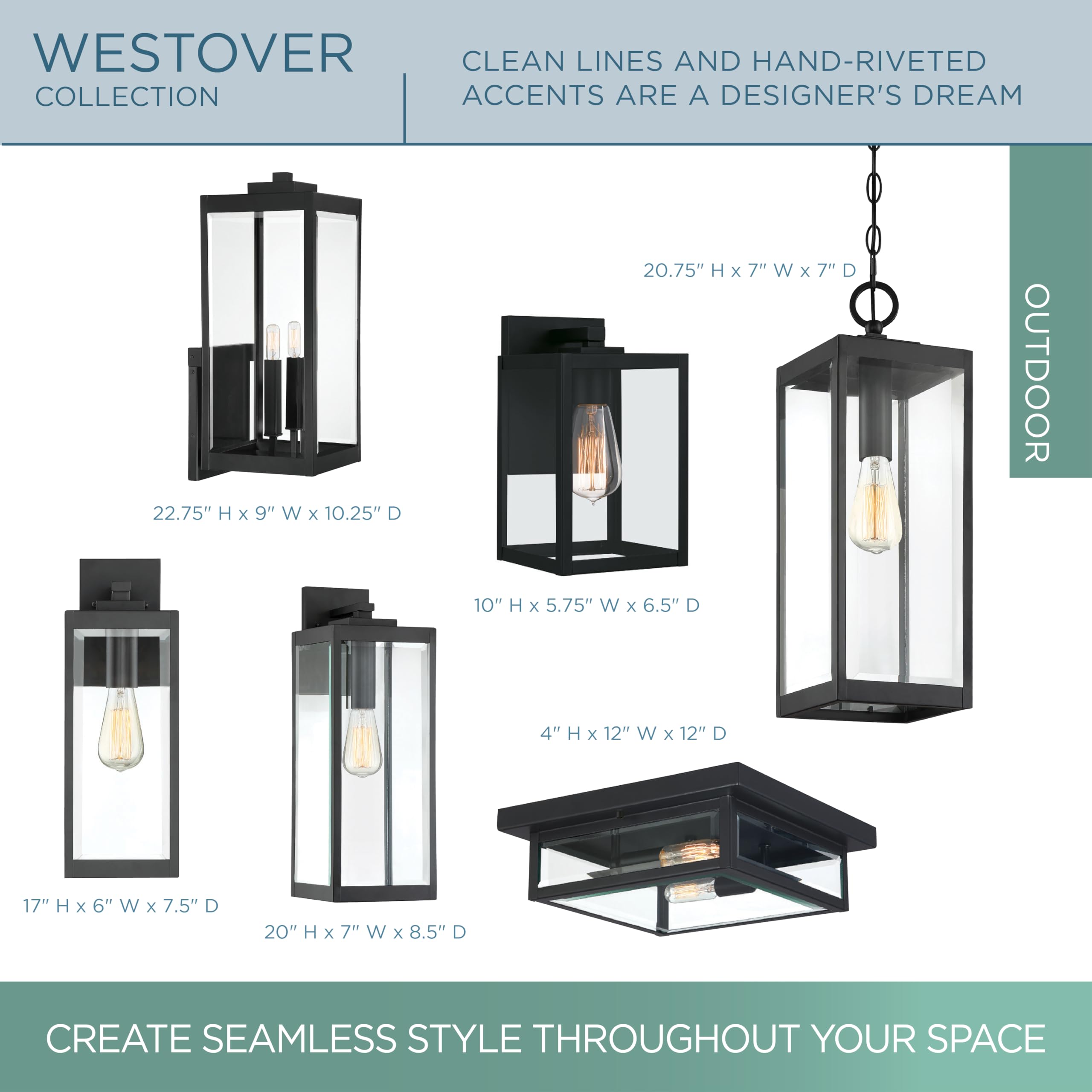 Quoizel Westover 16-Inch Outdoor Post Lantern - Modern 1-Light Black Pole Light with Clear Beveled Glass for Patio, Porch, Garden, Pool & Driveway | Weather-Resistant Exterior Lighting for Enhanced Curb Appeal & Nighttime Safety