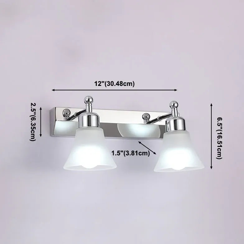 Frosted Glass Silver Mirror Bathroom Wall Lights - Modern Vanity Lighting for Bathroom, Powder Room & Dressing Area - Perfect for Makeup, Shaving & Home Decor