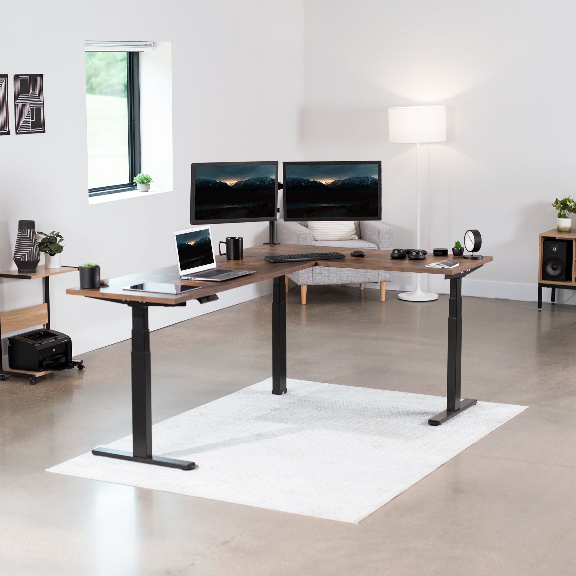 3E Series Triple Motor Electric Standing Desk - Adjustable Height Corner Workstation for Home & Office - Perfect for Ergonomic Workspaces, Gaming Setups & Small Spaces
