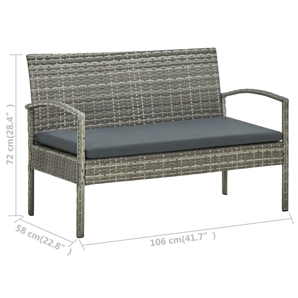 All-Weather 3-Seater Patio Sectional Sofa Set with Cushions - Gray Poly Rattan Outdoor Furniture for Deck, Poolside, Backyard & Porch - Perfect for Relaxing, Entertaining & Lounging in Any Season