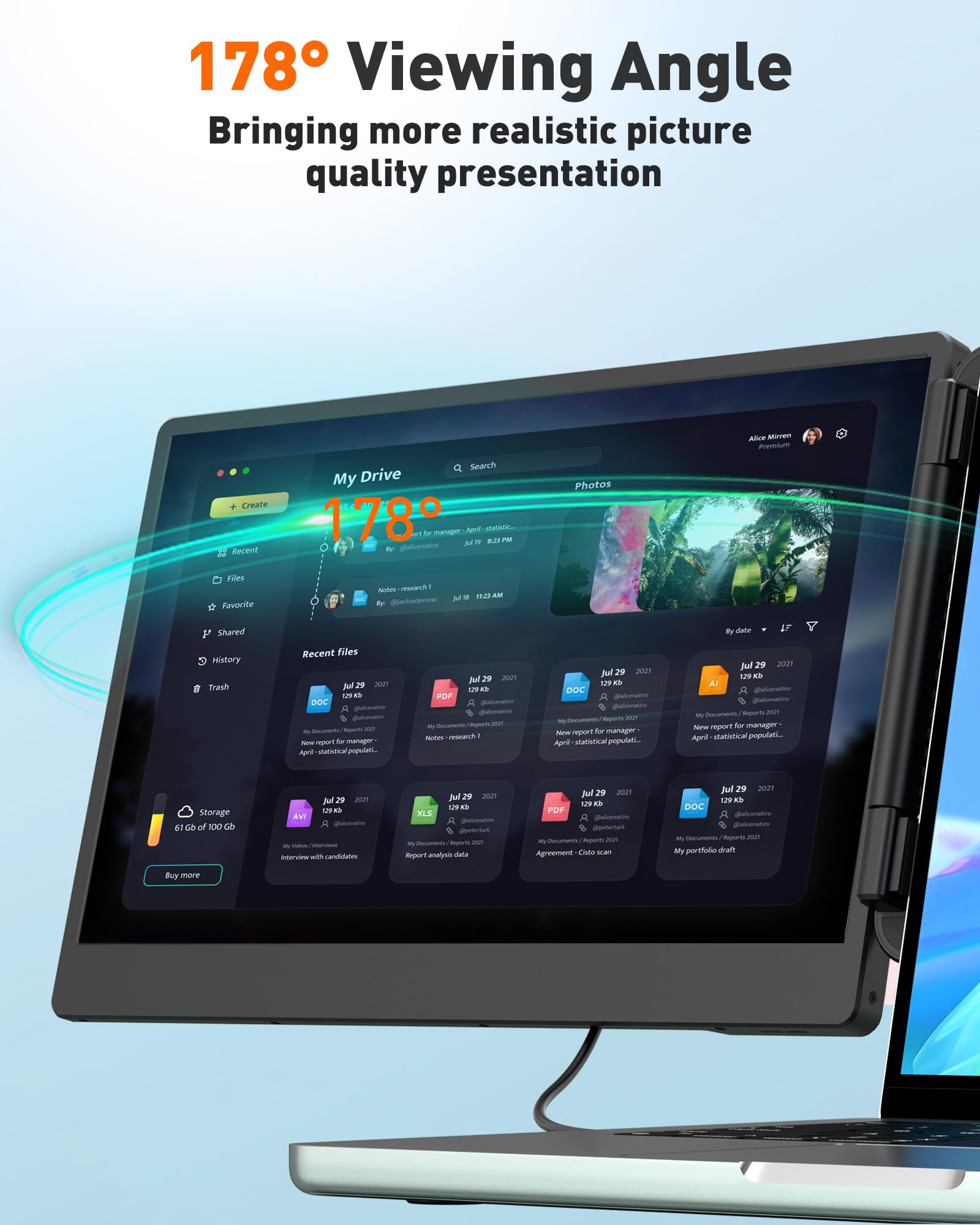14-inch Portable Laptop Monitor - 1920x1080 FHD IPS Display, 60Hz Refresh Rate, USB-C & HDMI Input - Lightweight Second Screen for Travel, Home Office, Gaming & Productivity (Dual Monitor Setup)