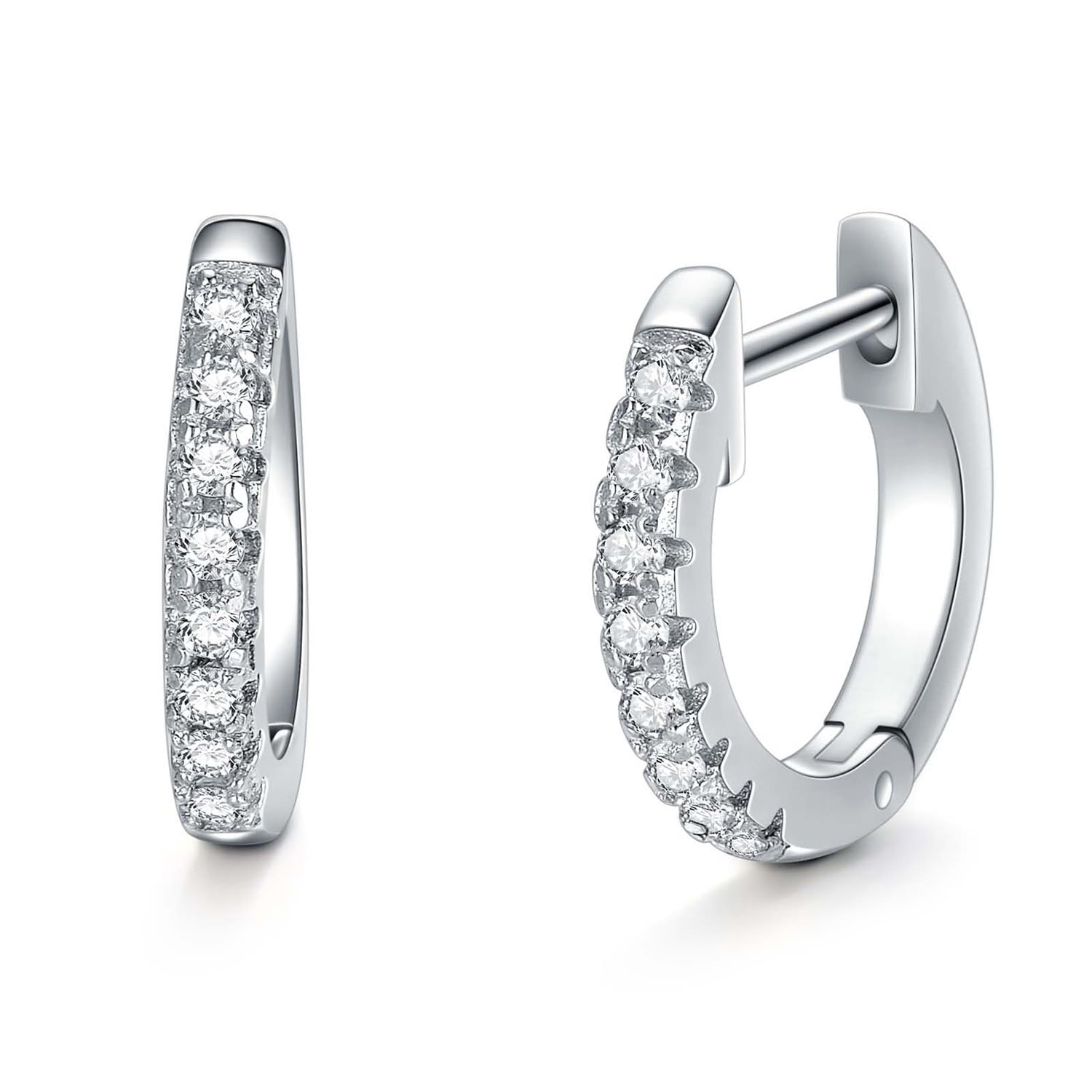 Huggie Diamond Hoop Earrings 1/10 cttw (D, VVS) - 12mm Sterling Silver Huggie Earrings for Women & Girls - Perfect for Everyday Wear, Date Nights & Special Occasions
