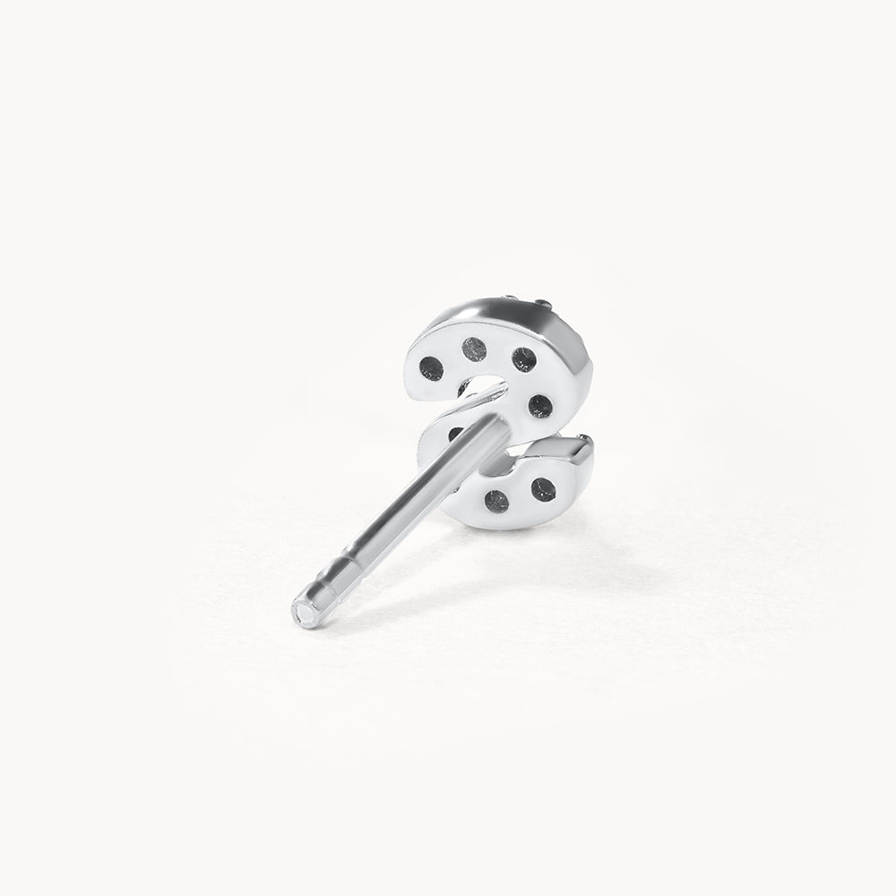Diamond Letter S Single Stud Earring in Sterling Silver - Perfect for Everyday Wear & Personalized Gifts