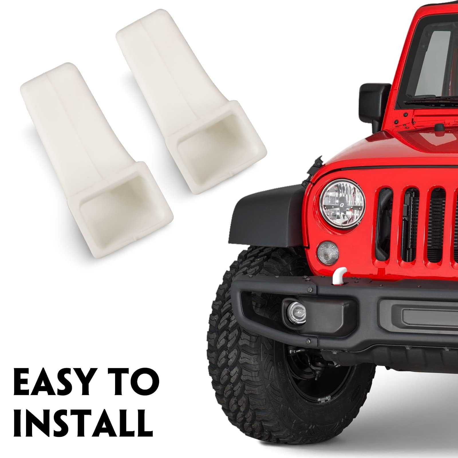 Jeep Wrangler JK JL Gladiator TJ Bumper Tow Hook Covers - White Protective Accessories (2Pcs) - Fits 2007-2022 Models - Perfect for Off-Roading & Car Customization