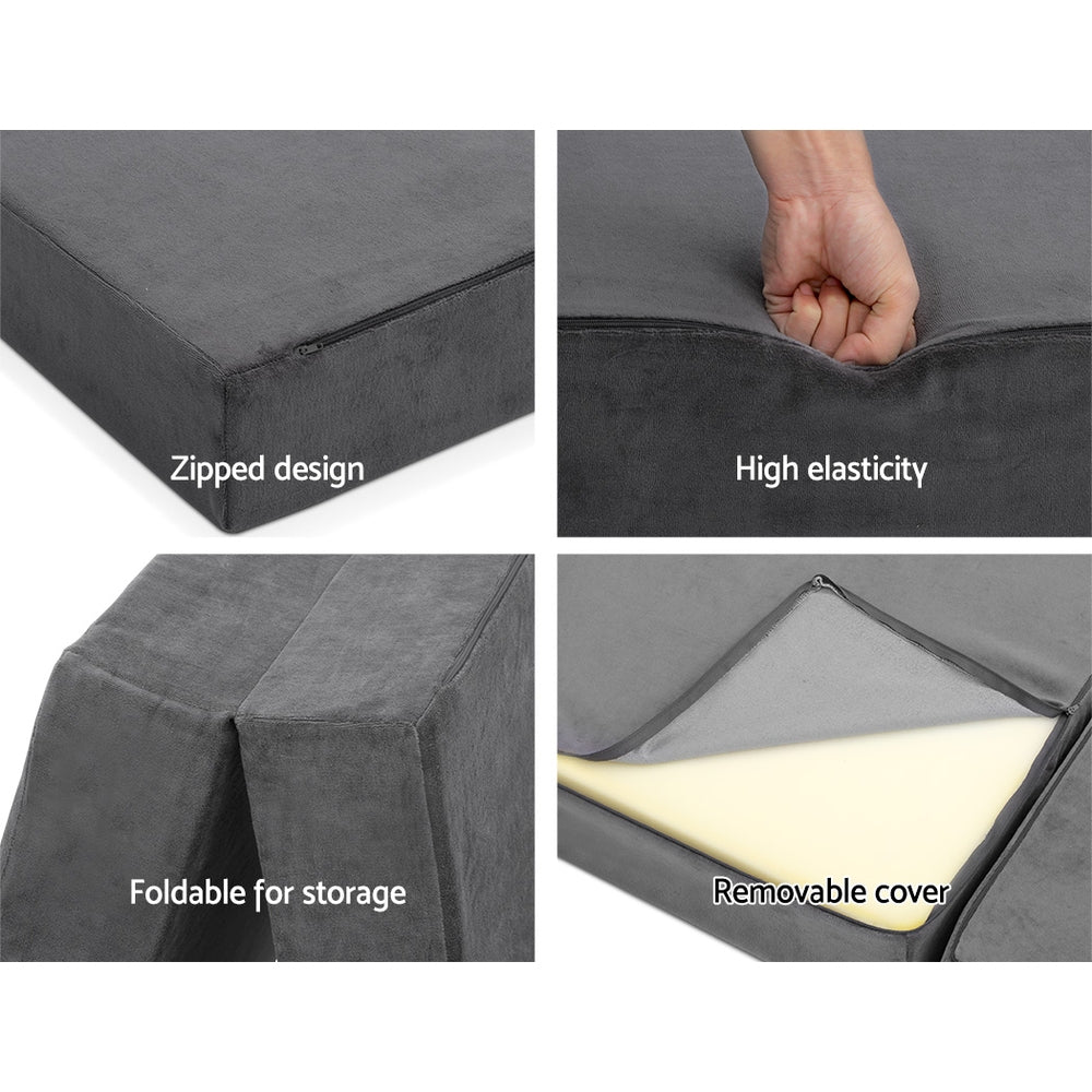 Portable Folding Foam Mattress - Lightweight & Compact Travel Bed for Camping, Guest Room, or Outdoor Adventures - Grey