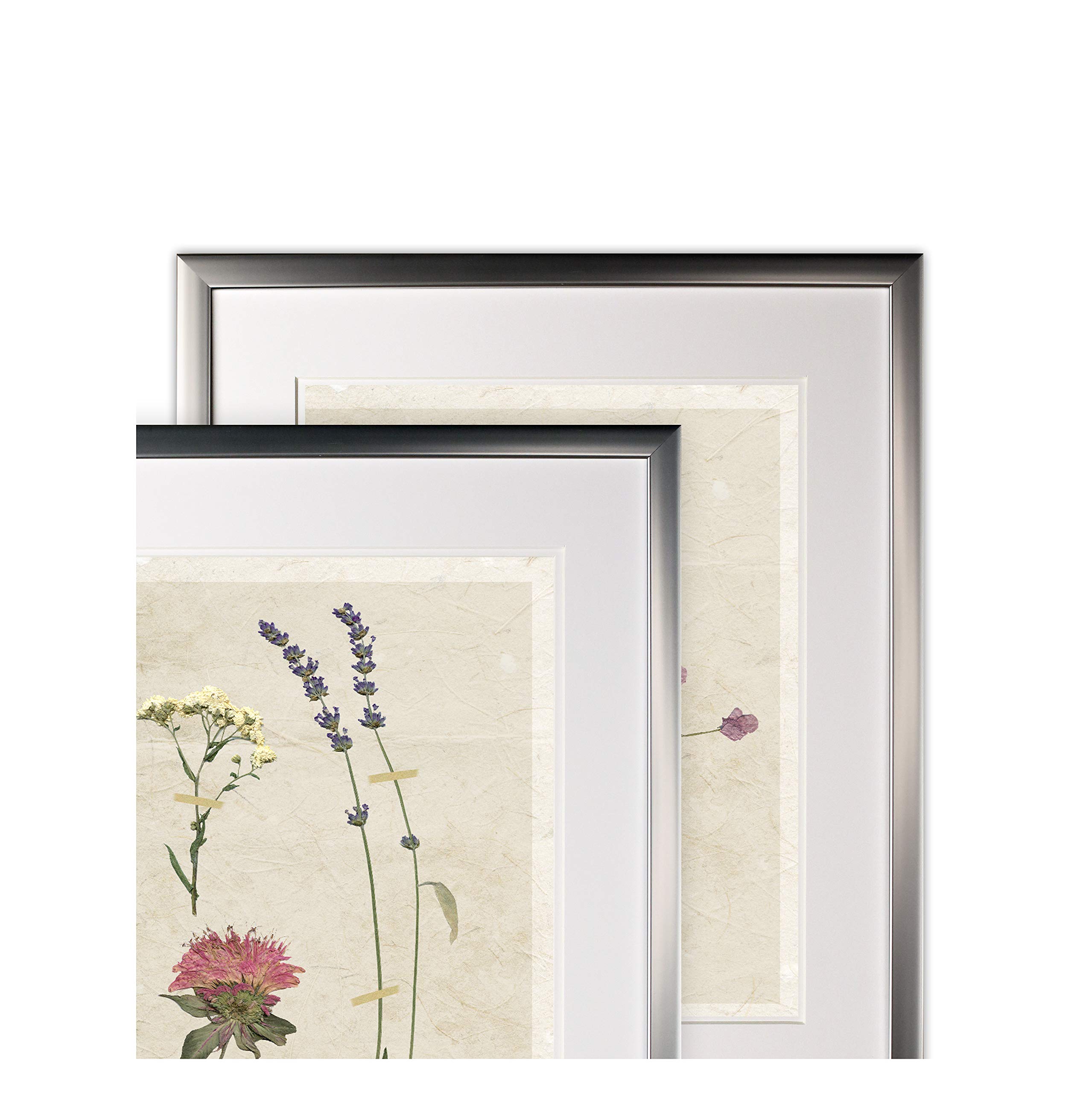 Wexford Home Pressed Lavender 2-Piece Set - Silver Frame Wall Art Prints for Living Room, Bedroom & Office Decor