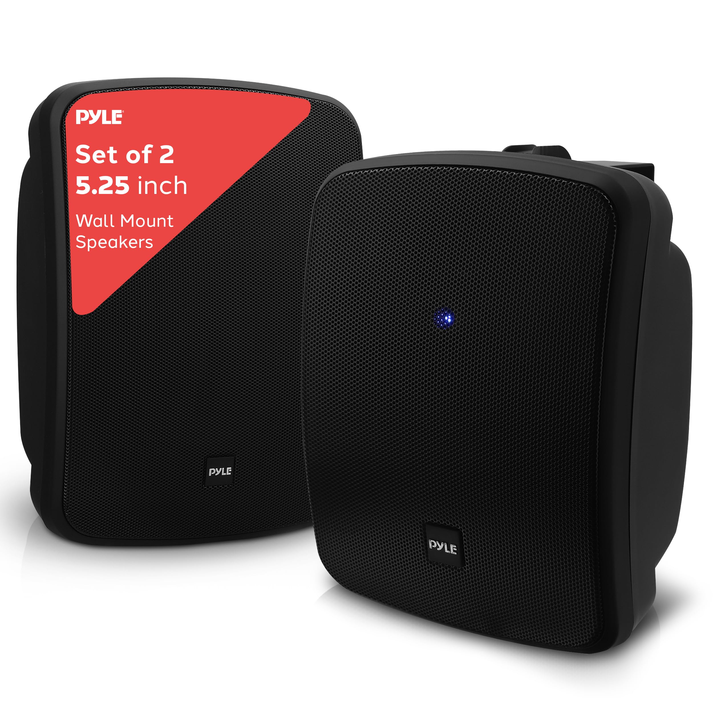 Pyle 5.25 Inch 2-Way Outdoor Waterproof Wireless Bluetooth Speakers - Heavy Duty Grill Cabinet Enclosure - Mountable Dual Speaker System (2 Pack, Black) - Perfect for Patio, Pool Party, Backyard & Outdoor Entertainment