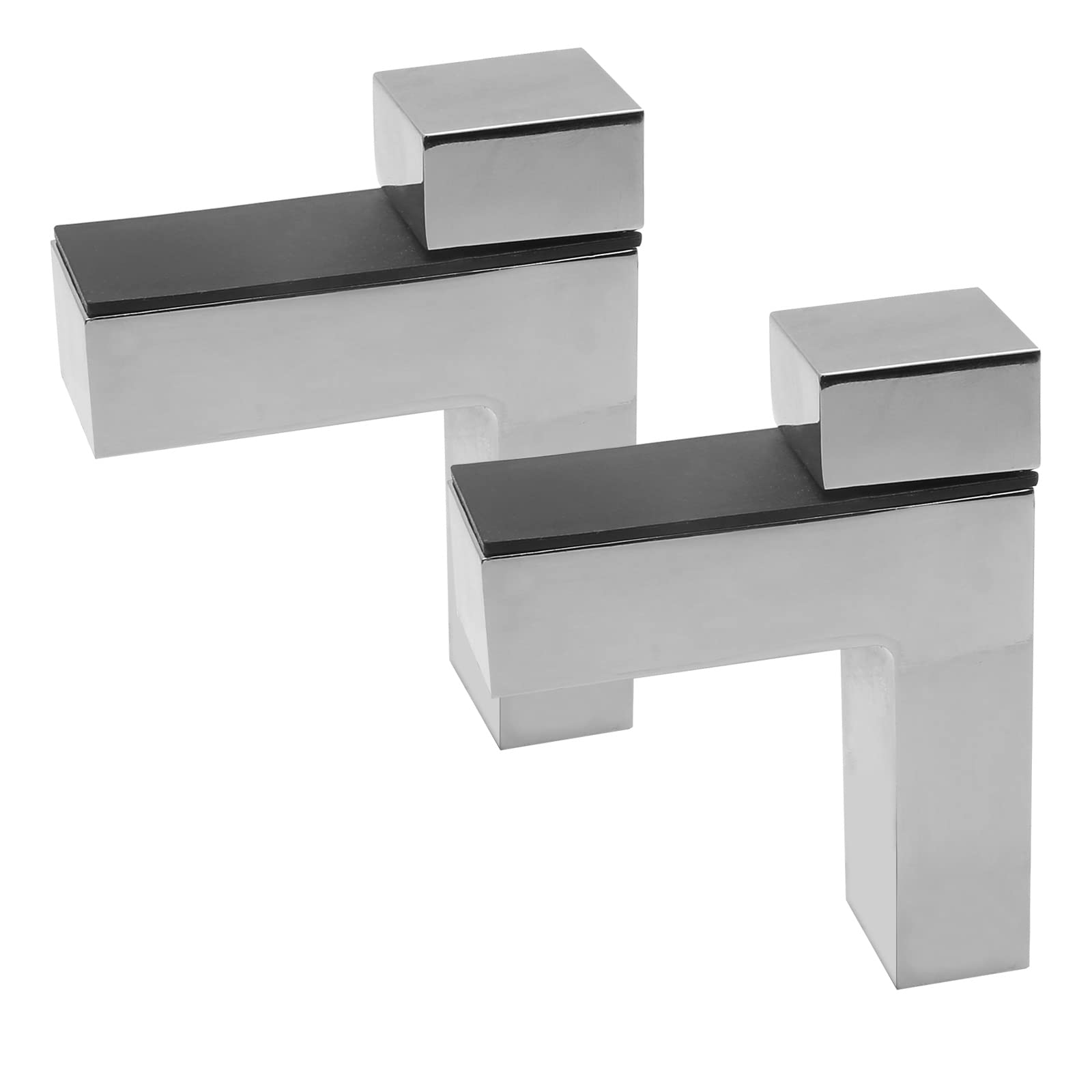2PCS Adjustable Glass/Wood Shelf Brackets, Silver Wall Mount Shelf Bracket Holder for 3-28mm Thick Shelves, Heavy Duty 44lbs Capacity - Perfect for Kitchen, Bathroom, Office & Home Decor Organization (Silver, Small)