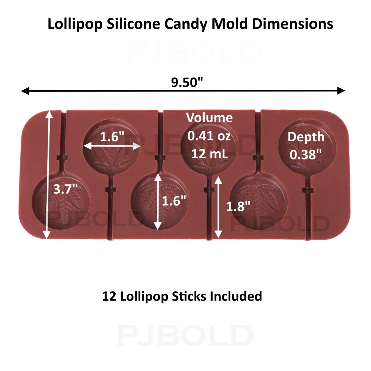 PJ BOLD Marijuana Leaf Lollipop Silicone Candy Mold Tray - 2 Pack Set for DIY Edibles, Cannabis Treats & Party Favors - Perfect for Halloween, 420 Celebrations & Baking Enthusiasts