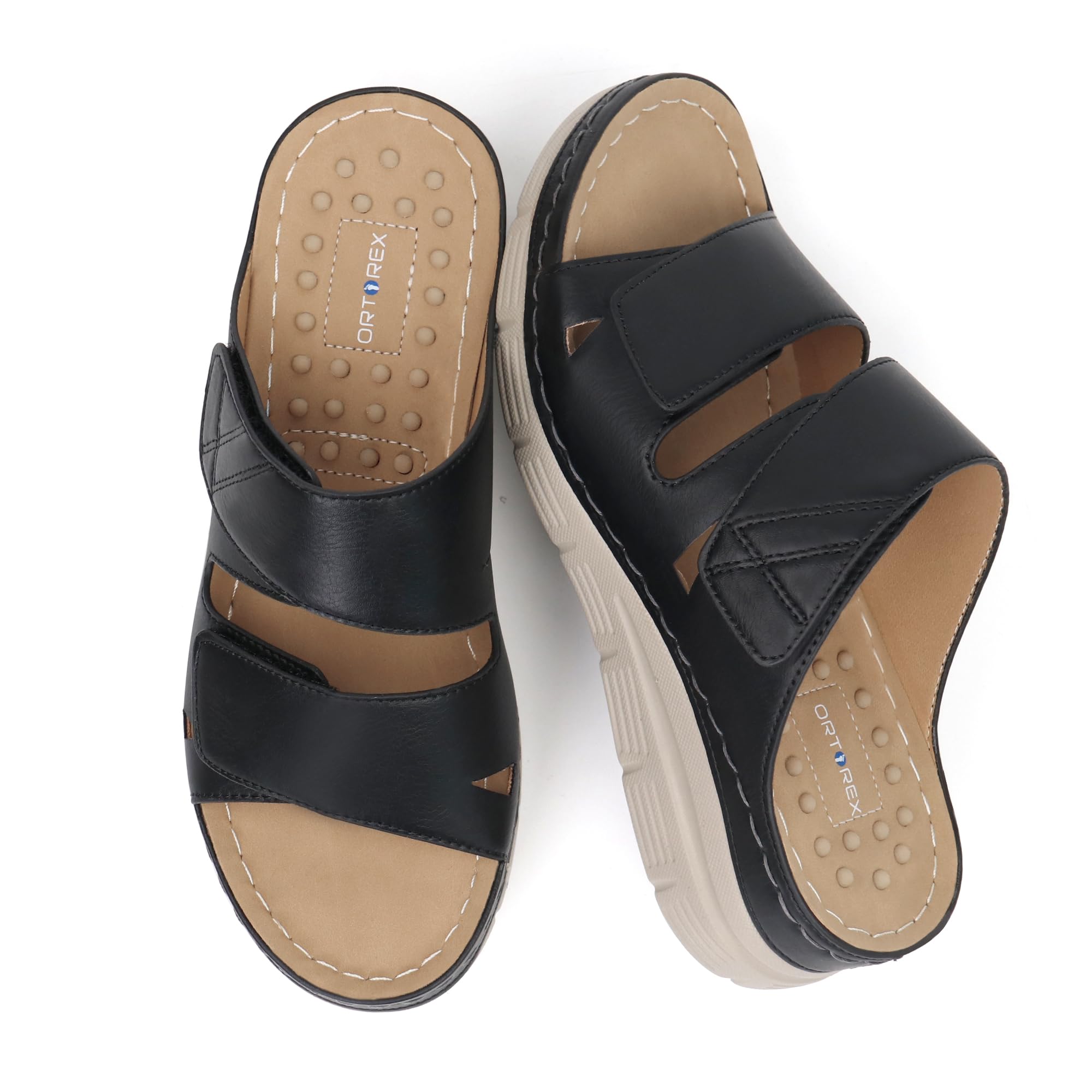 Ortho+rest Women's Arch Support Slides - Orthotic Walking Sandals for Plantar Fasciitis & Foot Pain Relief - Comfortable Orthopedic Sandals for Daily Wear, Work & Travel