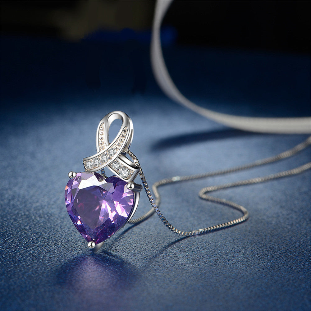 MABELLA 925 Sterling Silver Simulated Birthstone Heart Pendant Necklace for Women | Elegant Jewelry Gift for Birthday, Anniversary & Valentine's Day | Perfect for Everyday Wear & Special Occasions