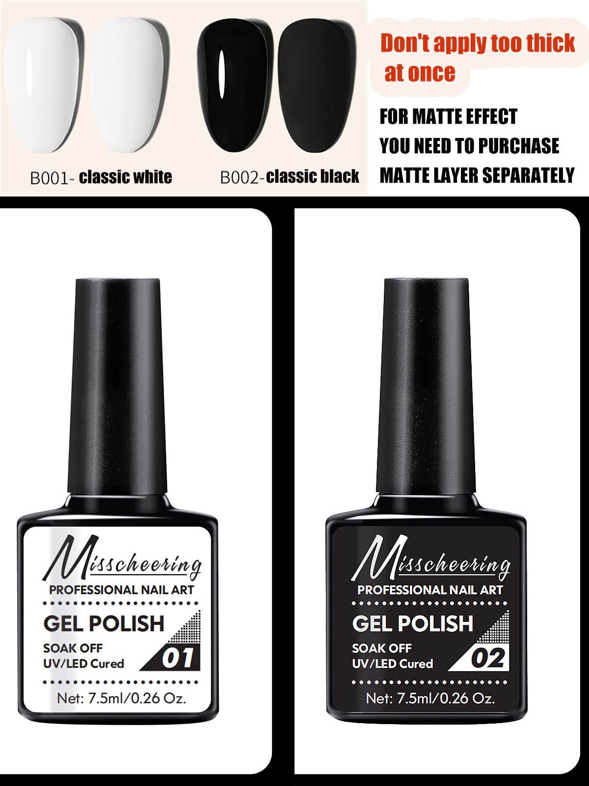 Gorvalin French Nail Stamper Kit - Black & White UV Gel Polish with Nail Art Brush & Dotting Pens | DIY French Manicure Set for Home Salon, Nail Art Designs & Professional-Looking French Tips