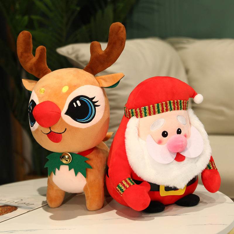 Merryland Santa and Reindeer Plush Stuffed Animals - Soft Christmas Plush Toys for Kids, Holiday Decorations & Gift Giving