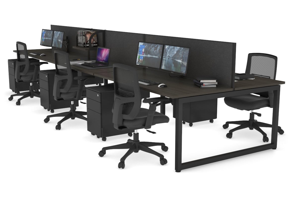 Quadro Loop Legs 6-Person Office Workstation Desk - 1400L x 700W Dimensions - Perfect for Collaborative Workspaces & Team Projects