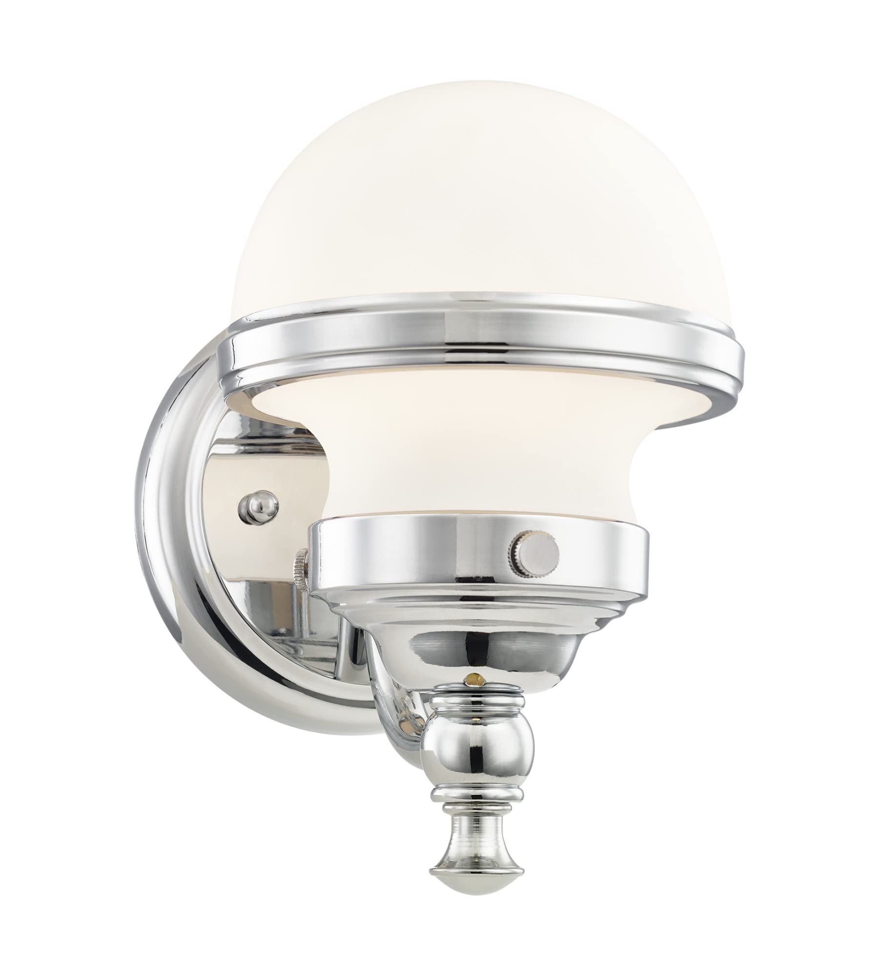 Livex 5711-05 Polished Chrome One Light Bathroom Vanity Light - Oldwick Collection Transitional Style Fixture for Bathroom, Powder Room & Dressing Area