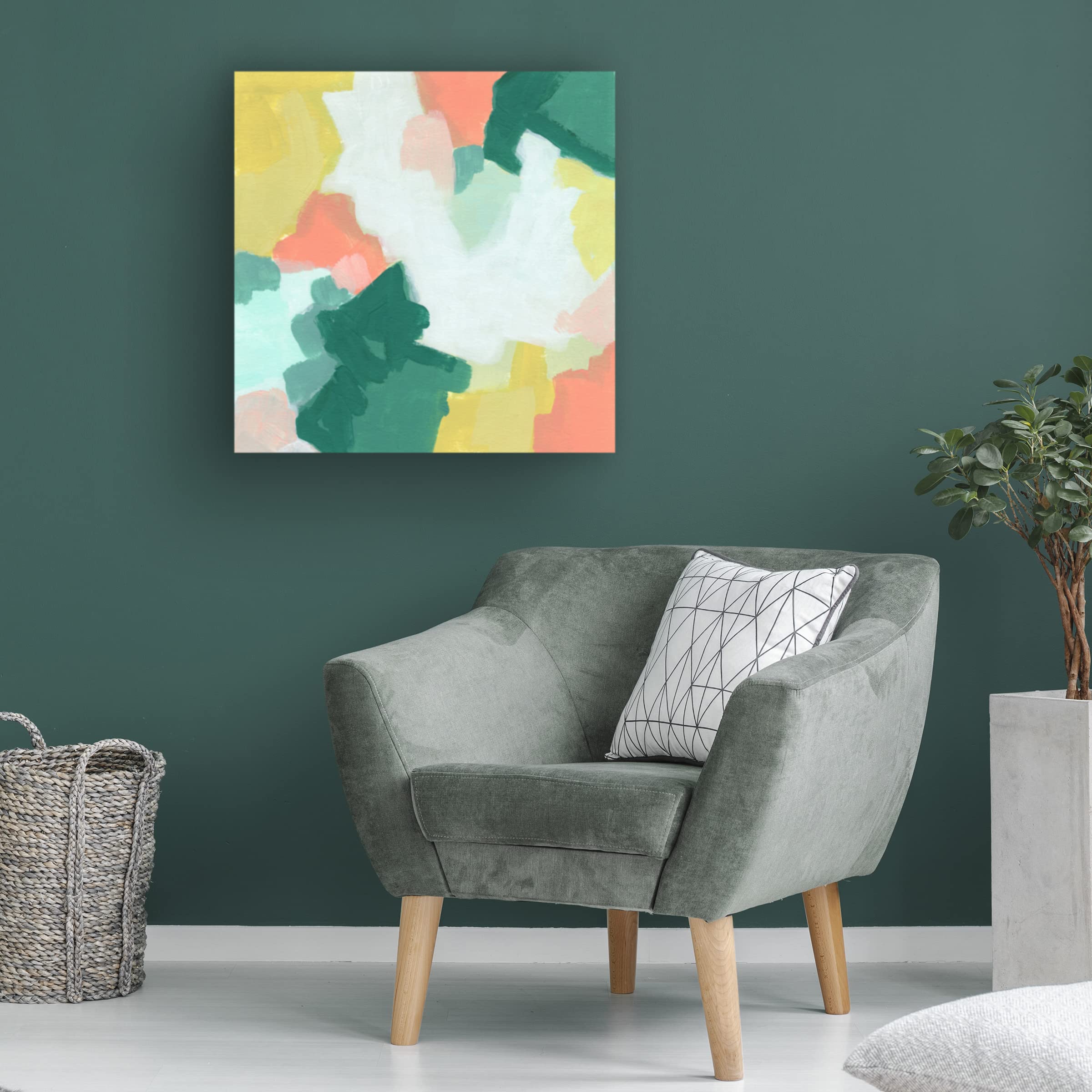 June Erica Vess 'Melon Mosaic III' Canvas Wall Art Print - Modern Abstract Fruit Painting for Living Room, Bedroom & Office Decor