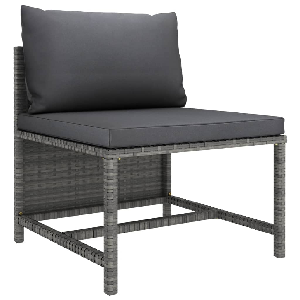 8-Piece Gray Patio Lounge Set with Comfortable Cushions & Footstools - Waterproof Poly Rattan Outdoor Furniture for Garden, Poolside & Backyard Relaxation