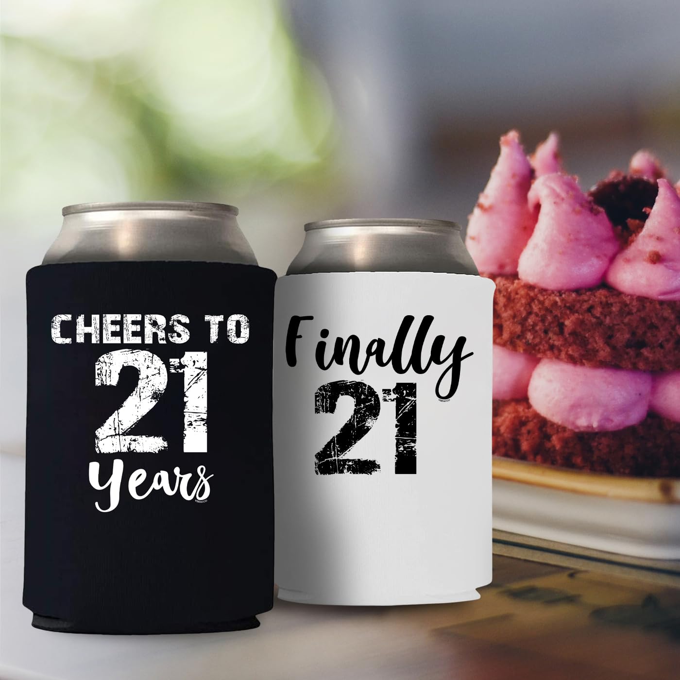 21st Birthday Can Coolie Holder - Cheers to 21 Years - Best 21st Birthday Gift for Men - Party Favors & Decorations - Perfect for Birthday Celebrations, Bar Parties & College Graduations