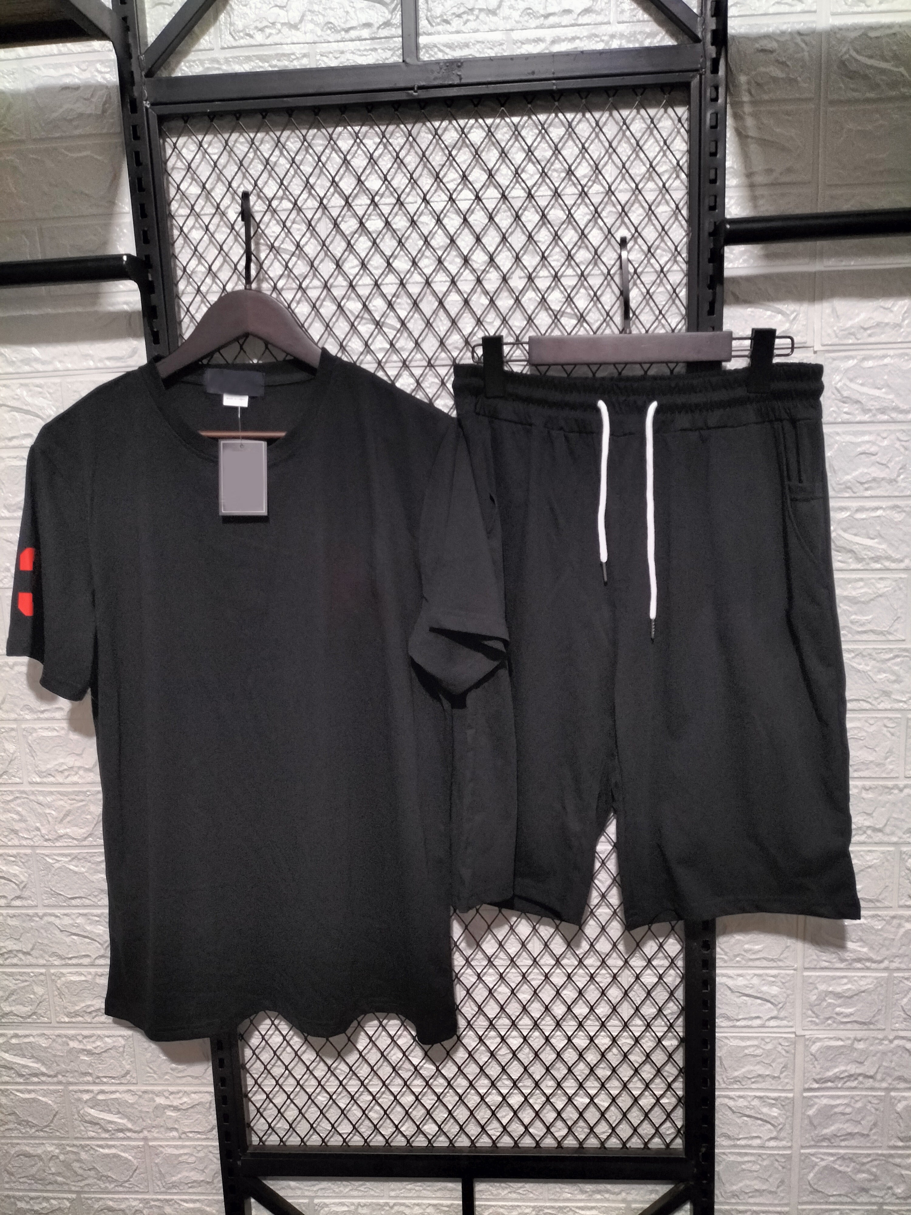 **Men's Casual Short Sleeve T-Shirt & Athletic Shorts Set - Comfortable Summer Outfit for Gym, Running, and Lounge Wear**