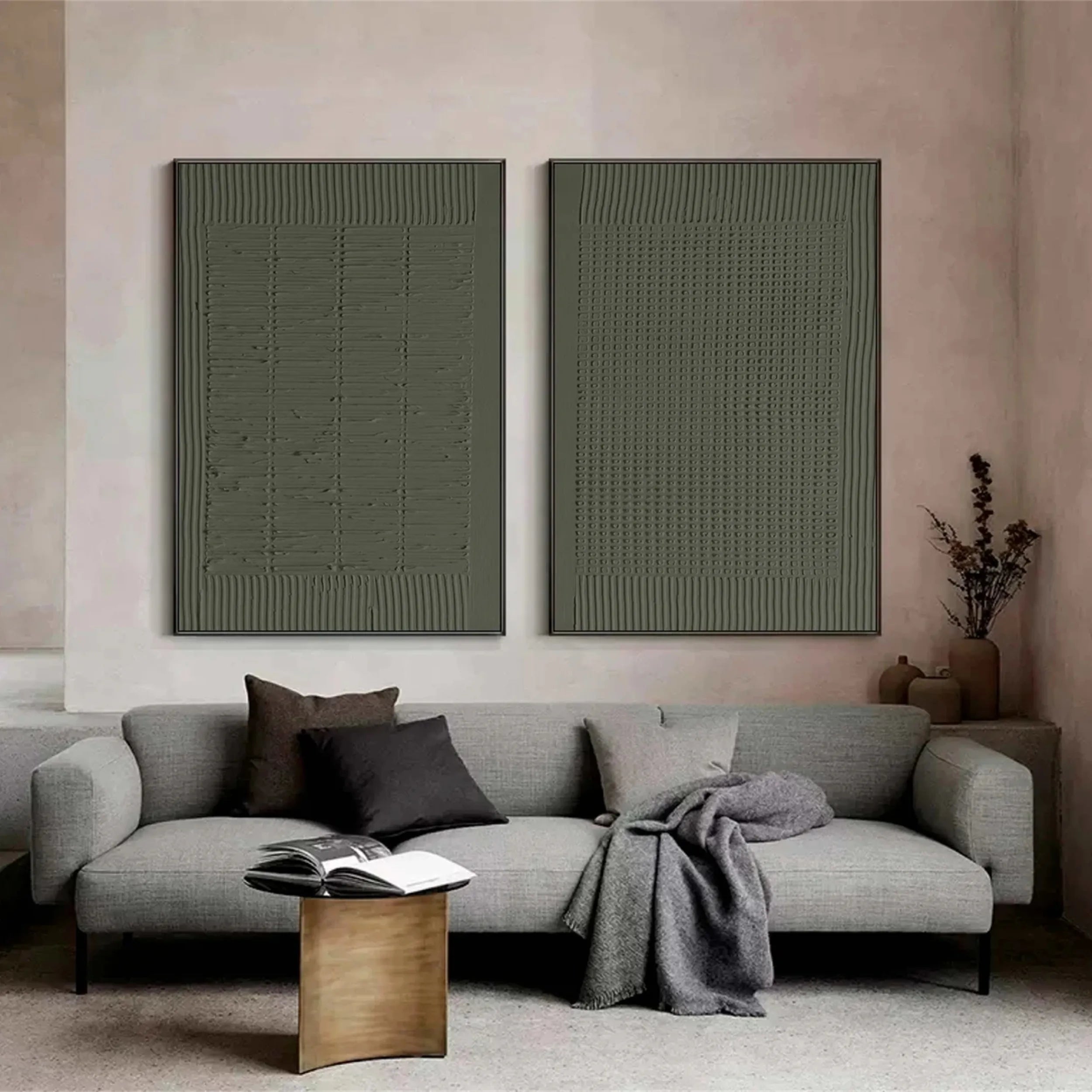 Abstract Blue & Green Wall Art Set of 2 - Modern Canvas Paintings for Living Room, Bedroom & Office Decor #BG028