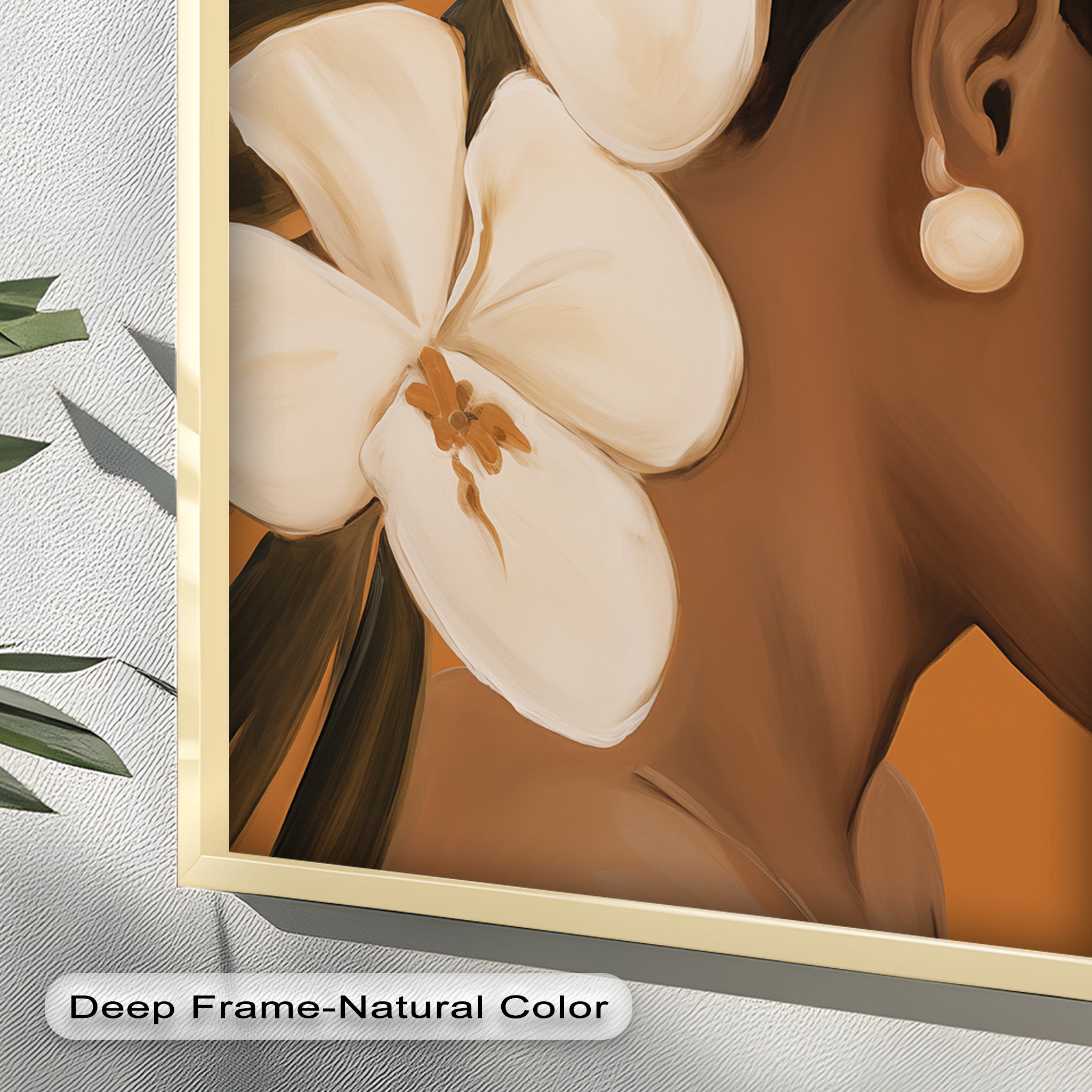 African Woman with Orchids Framed Oil Painting - Handmade Wall Art Decor for Living Room, Bedroom & Office