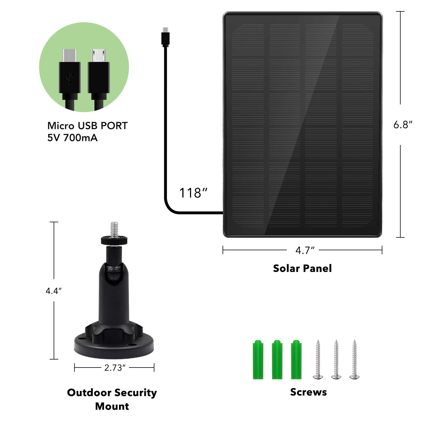 High-Efficiency Solar Panel for Wireless Outdoor Security Cameras - Weatherproof & Durable Power Supply for Home Surveillance Systems (Perfect for Backyard, Garage & Driveway Security)