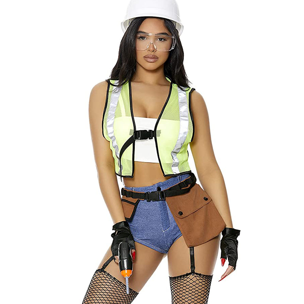 Sexy Construction Worker Costume for Women - Role Play Outfit for Halloween, Cosplay & Bachelorette Parties - Perfect for Couples & Adult Fun