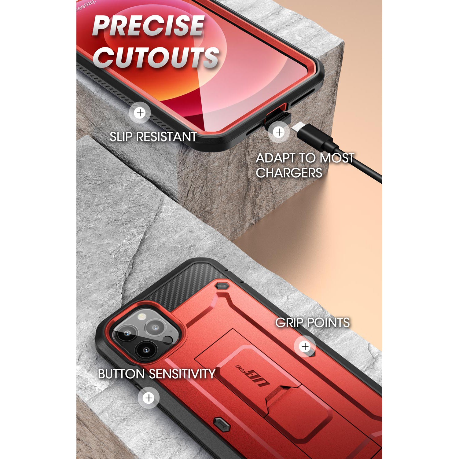 iPhone 13 Pro 6.1 Inch Unicorn Beetle Pro Rugged Case - Shockproof & Waterproof Heavy Duty Protection - Metallic Red (Open Box) - Perfect for Outdoor Adventures, Construction Work & Extreme Sports