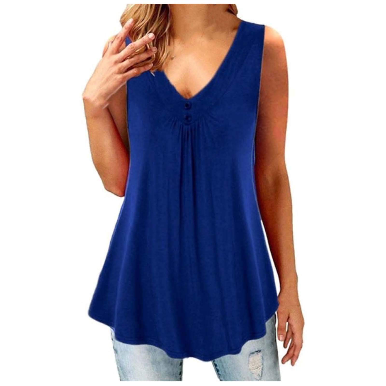 Giftesty Women's Solid Button Sleeveless Vest - Casual Loose Fit Swing Tank Top Blouse | Perfect for Summer Outfits, Beach Wear & Layering