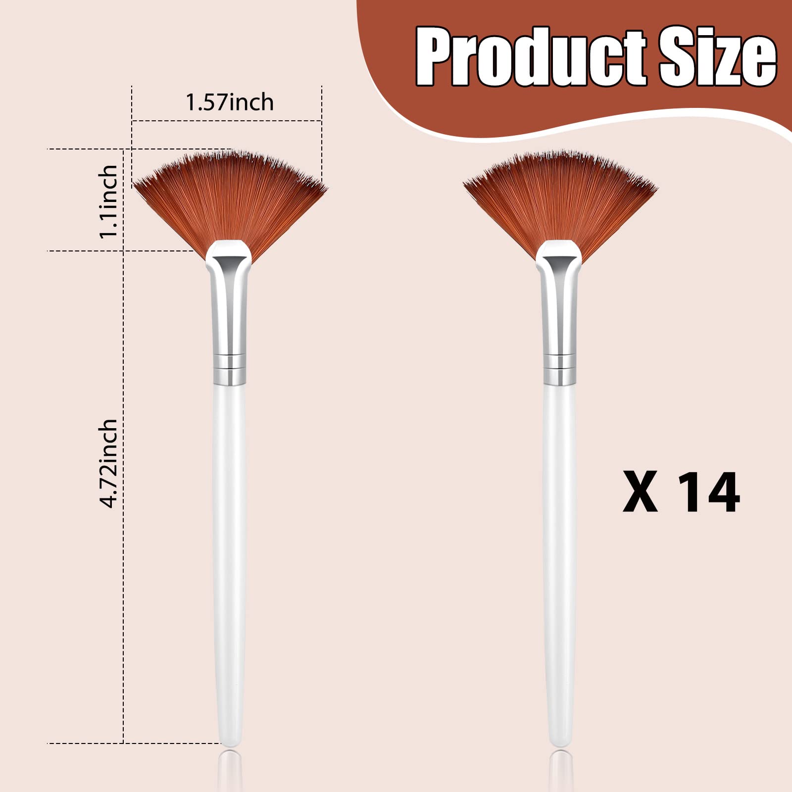 Patelai 14-Piece Fan Brush Set for Makeup - Professional Face Mask & Cosmetic Applicator Brushes (Brown) - Perfect for Foundation, Blush, Contouring & Highlighter Application