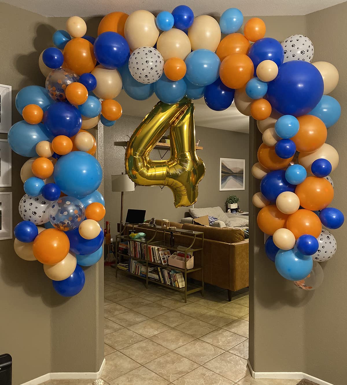 115 Pack Blue & Orange Dog Theme Party Balloons Garland Decorations - 18