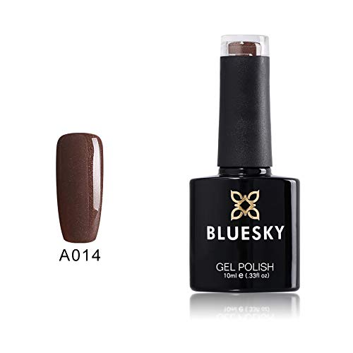 Bluesky Gel Nail Polish - Mocha Brown Shimmer (A14) 10ml, UV LED Soak Off, Long Lasting & Chip Resistant - Perfect for Manicures, Pedicures, Nail Art & Salon Use (Requires UV/LED Lamp for Curing)