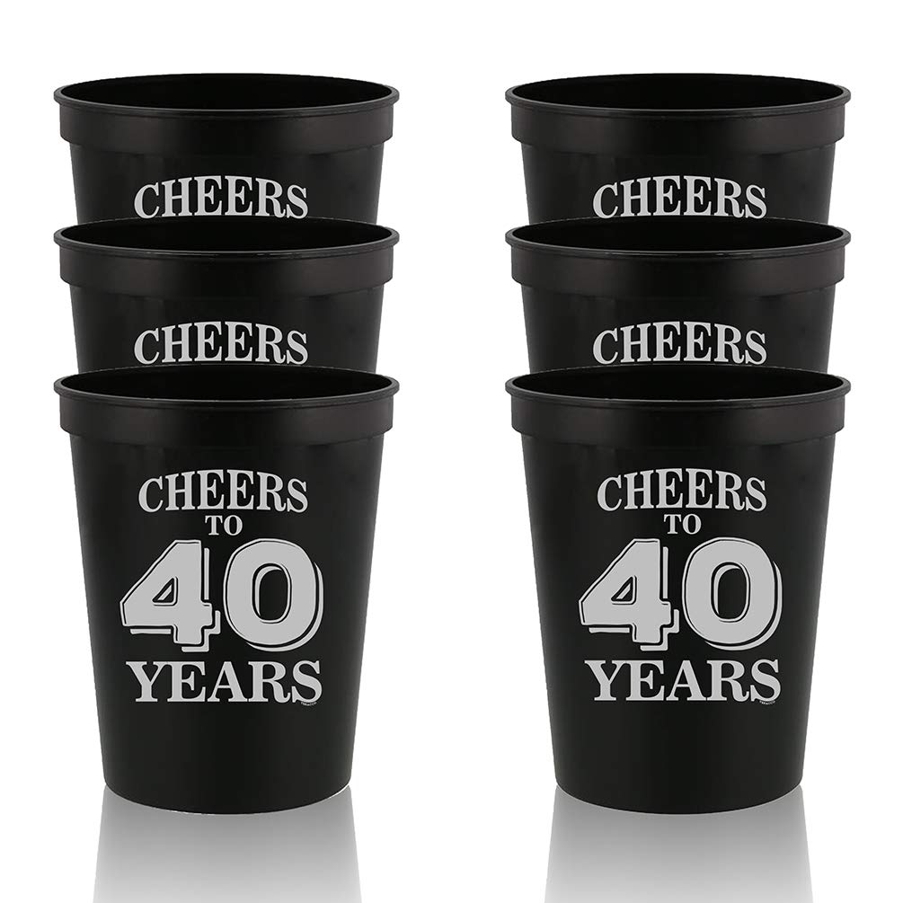 40th Birthday Party Cups - Cheers To 40 Years Stadium Cups, 50th Birthday Gift, Forty And Fabulous Party Favors | Plastic Drinking Cups for Best Friend & Bestie | Perfect for Birthday Decorations, Celebrations & Stadium Events