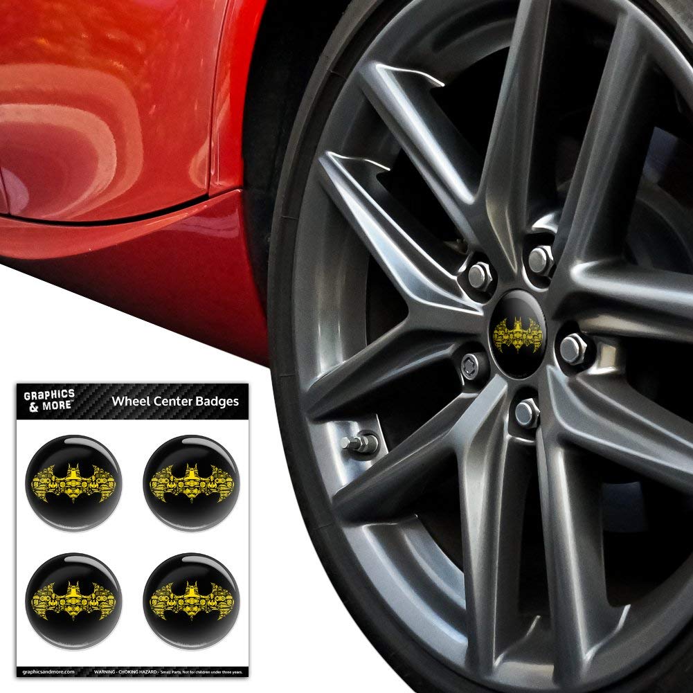 Batman Icons Logo Tire Wheel Center Cap Resin-Topped Badges Stickers - Premium Car Accessories for DC Comics Fans | Enhance Your Vehicle's Style with Batman-Themed Wheel Caps