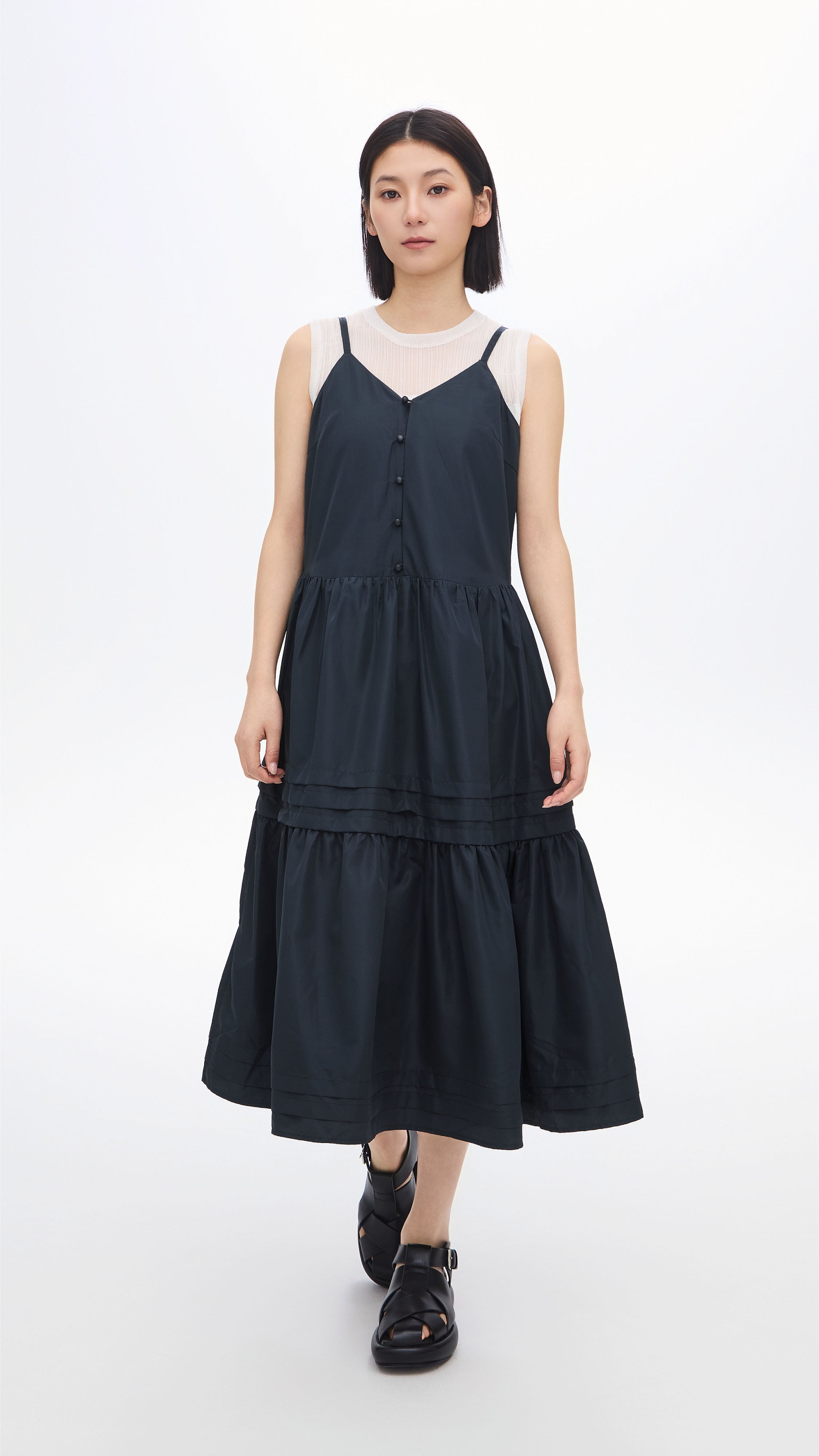Elegant Pleated Midi Dress for Women - Flowy A-Line Skirt with Adjustable Waistband | Perfect for Weddings, Parties & Office Wear