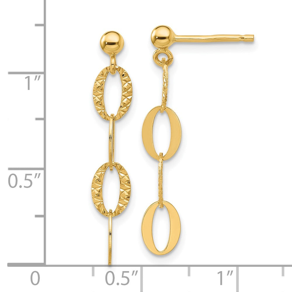 Gold Diamond Cut Oval Link Post Dangle Earrings SF3017E - Elegant Fashion Jewelry for Women, Perfect for Parties, Weddings & Special Occasions