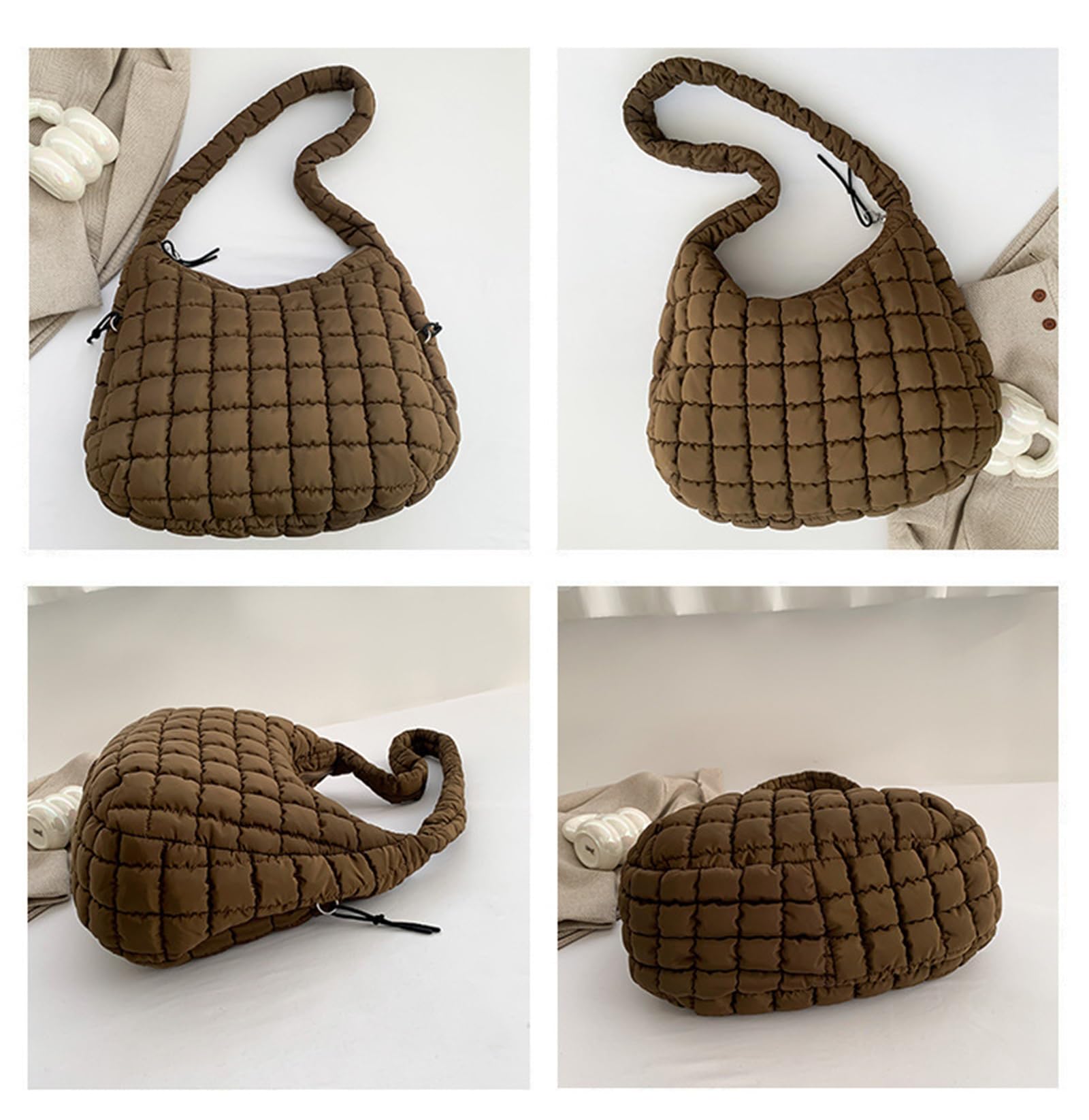 Quilted Tote Bag for Women - Large Puffer Crossbody Shoulder Bag, Lightweight Soft Carryall Handbag for Work, Travel & Shopping