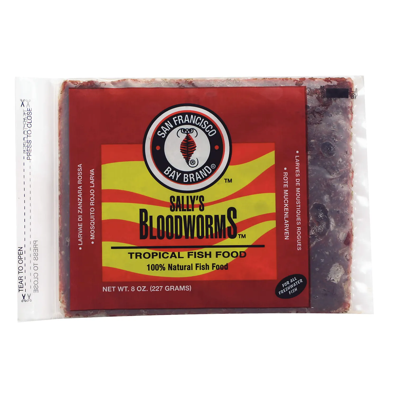 San Francisco Bay Brand Premium Frozen Bloodworms - 8oz Flat Pack for Fish & Aquatic Pets - Ideal for Betta, Goldfish & Tropical Fish Feeding