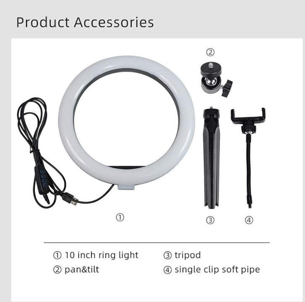 WSMLA 10'' Ring Light with Stand & Phone Holder - Adjustable LED Ring Light for Live Streaming, Makeup, Photography - Compatible with iPhone, Android & DSLR Cameras - Perfect for YouTube, TikTok, Instagram & Beauty Studio Lighting