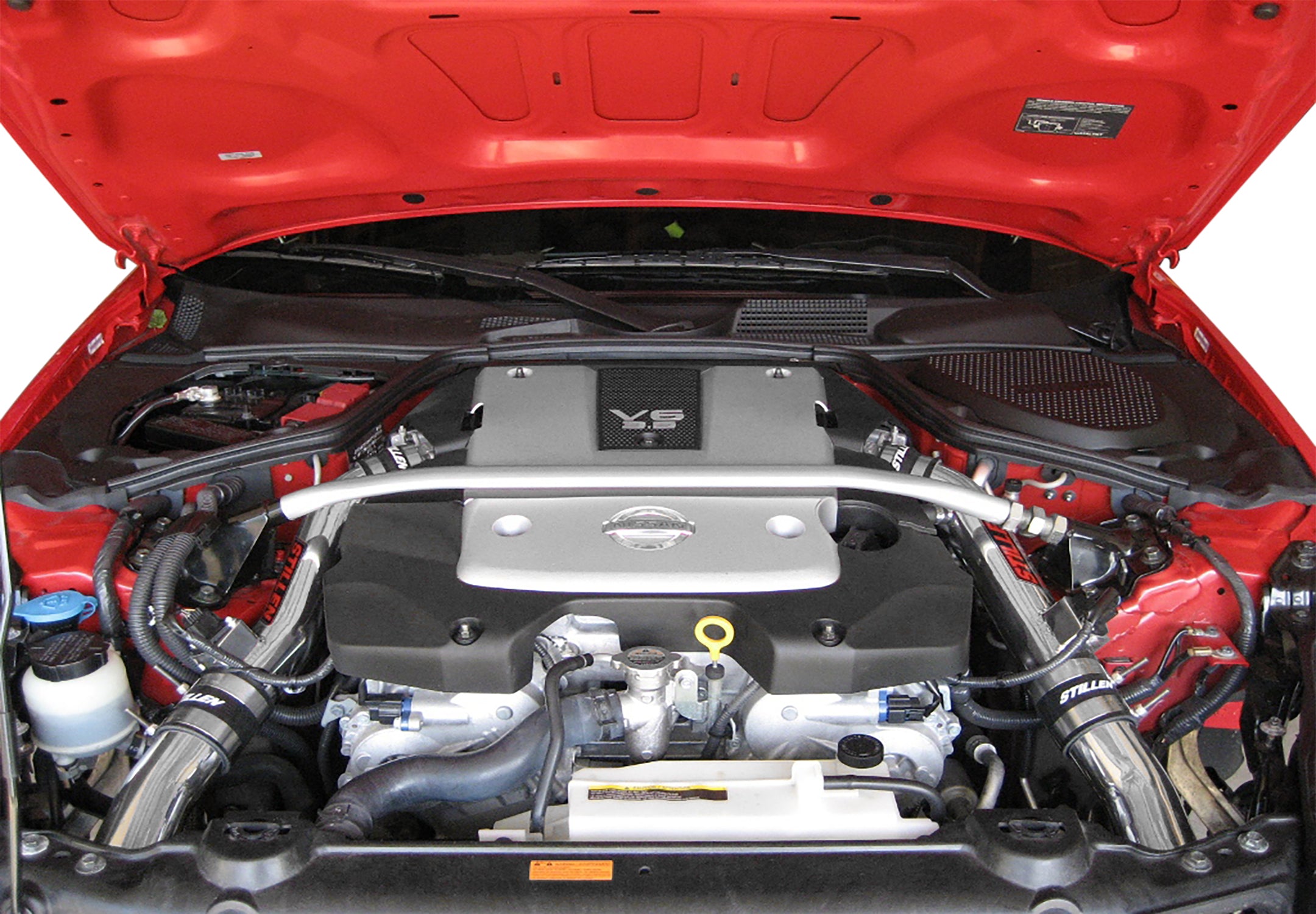 2007-2009 Nissan 350Z Hi-Flow Ultra Long Dual Tube Cold Air Intake System (Gen 3) - Z33 Performance Upgrade with Dry Filter 402845DF - Enhanced Engine Power & Fuel Efficiency for Street Racing & Track Days