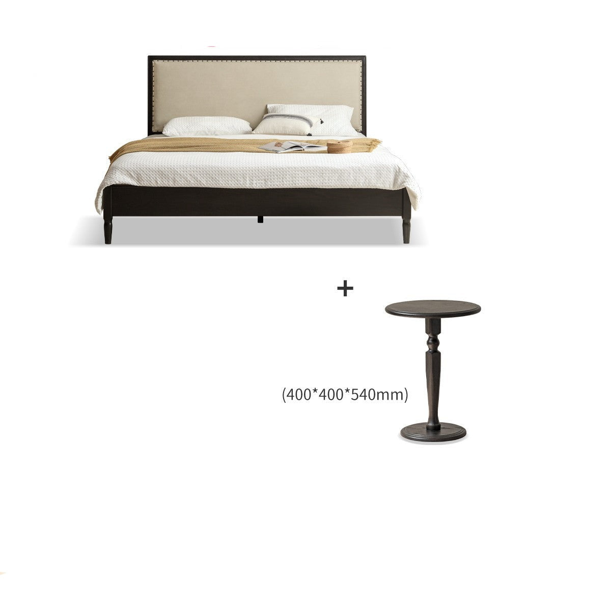 Solid Oak Wood American Soft Back Bed - Durable & Stylish Bed Frame for Bedroom, Guest Room, or Master Suite