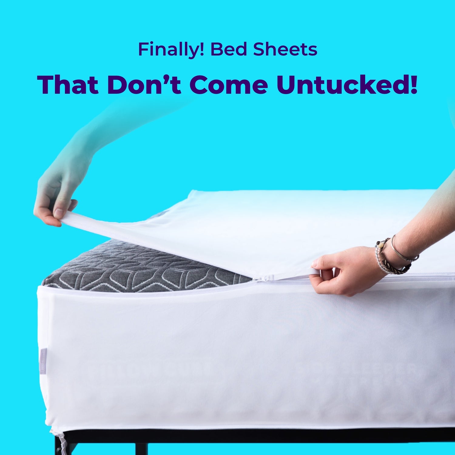 Zip Fit Sheets - Elastic Fitted Bed Sheets for Deep Pocket Mattresses - Perfect for Home, Dorm, and Hotel Use