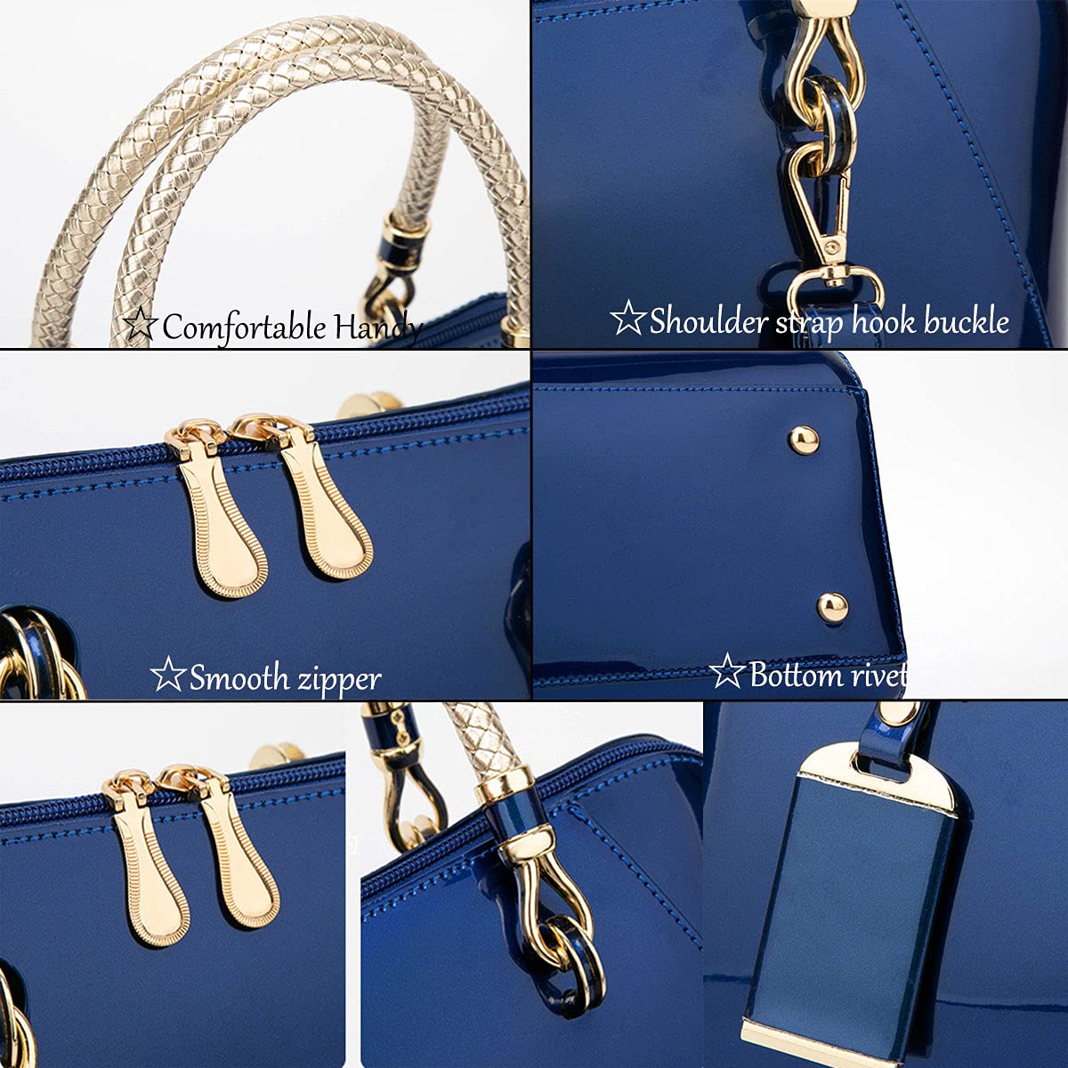 Stylish Shiny Patent Faux Leather Women's Handbag - Crossbody, Top Handle, Satchel & Shoulder Bag for Work, Travel & Everyday Use