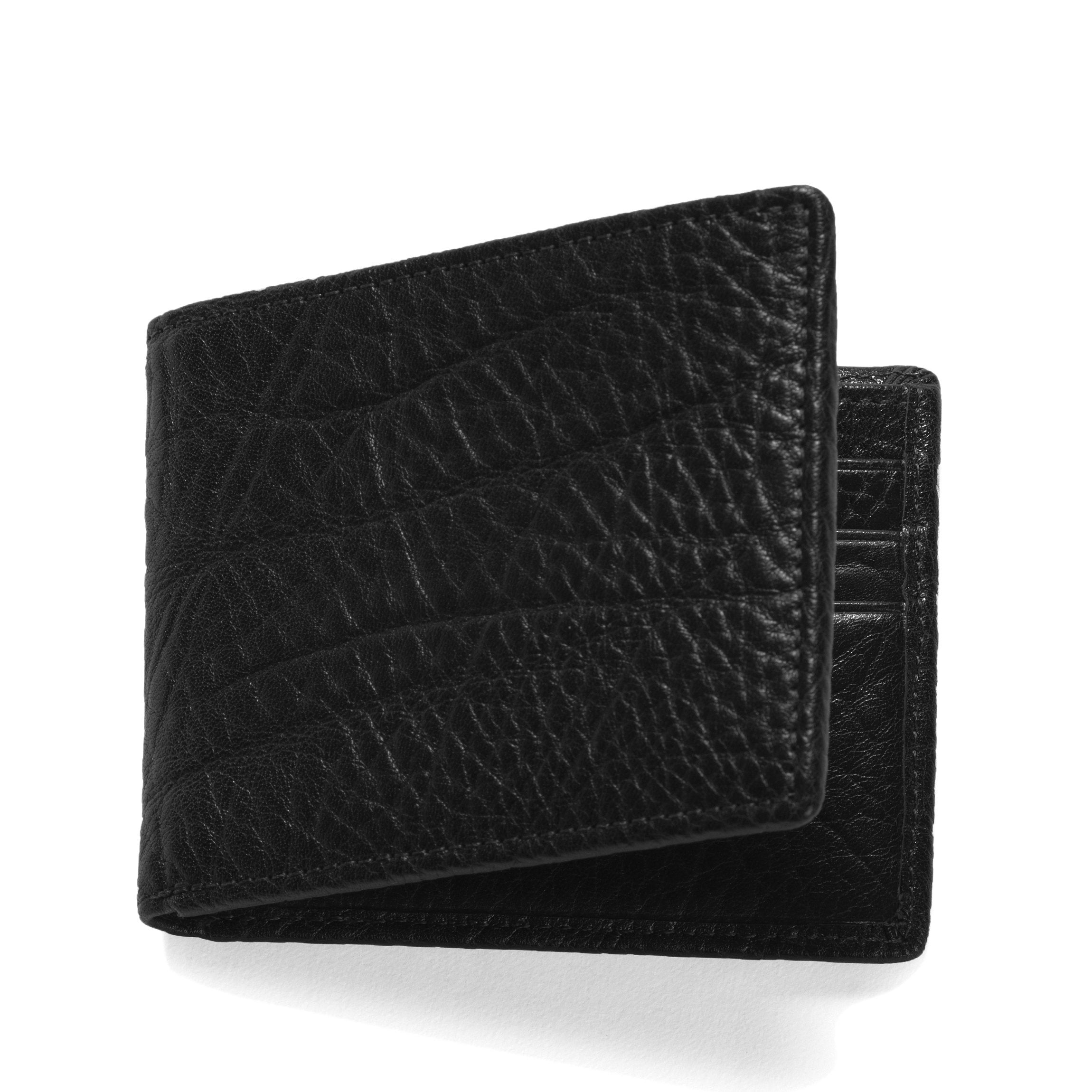 Slim Ebony Bifold Wallet for Men - RFID Blocking Minimalist Leather Wallet - Perfect for Everyday Carry & Travel