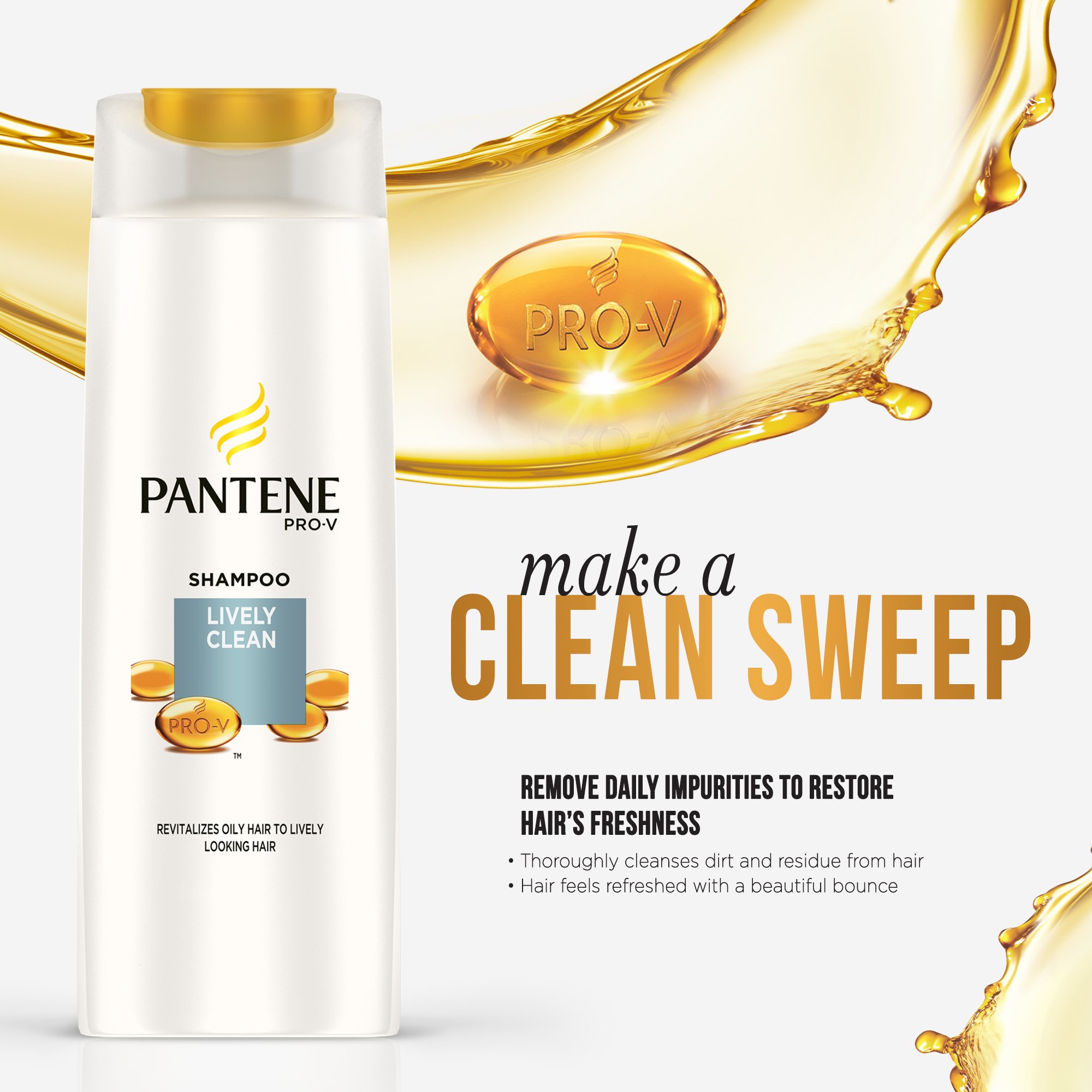 Pantene Lively Clean Shampoo for Shiny Hair - 200ml Bottle | Daily Volumizing & Refreshing Hair Care | Perfect for Home & Travel Use